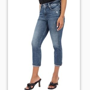 Big Star Venture Slim Fit Capri Frayed Bottom Sz 31R Blue Medium Wash Denim